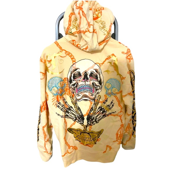 Authentic Christian Audigier "Charmed Life” Hoodie Rhinestones Men’s Size Medium - Picture 2 of 8